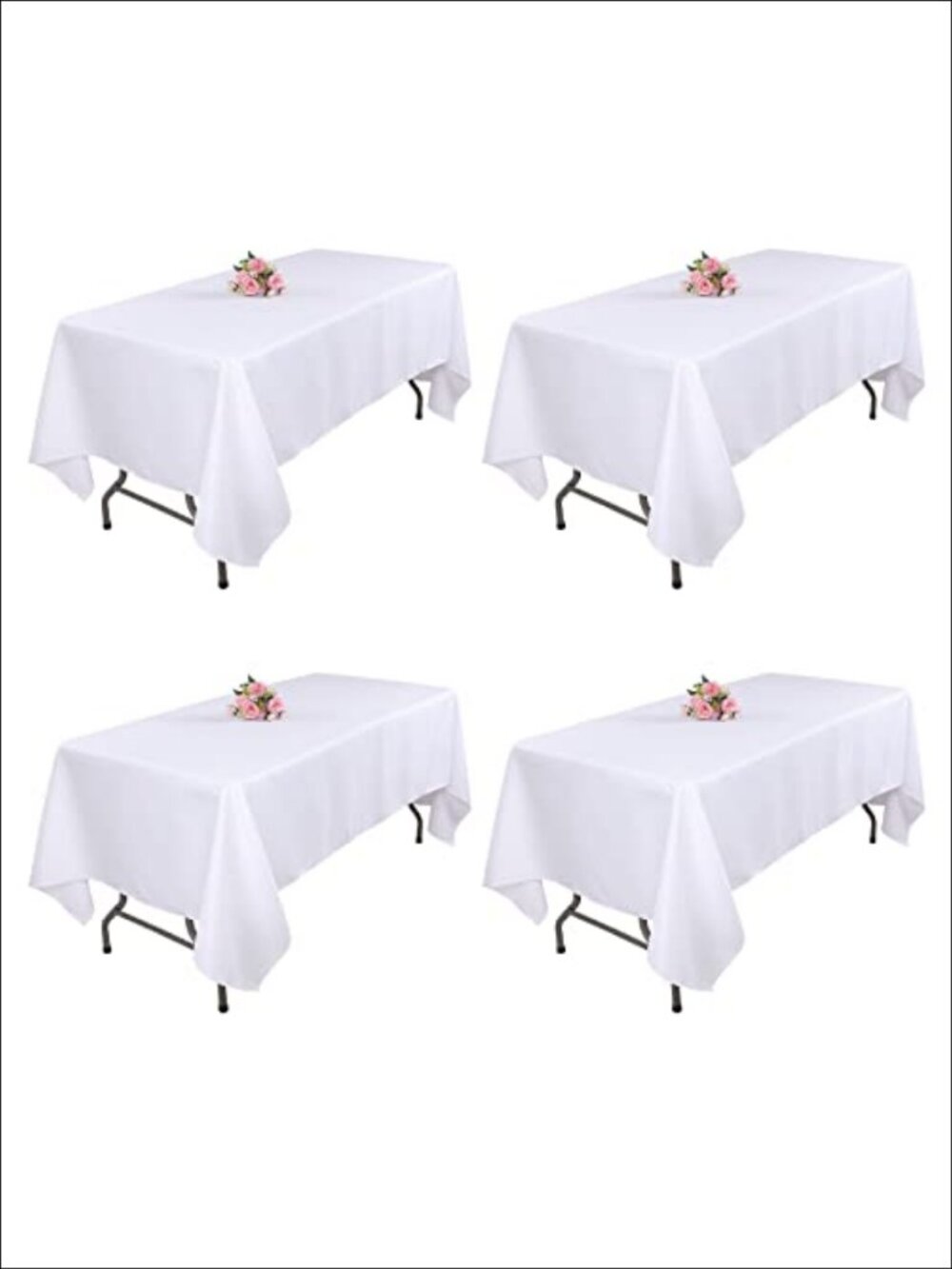 4 Pack 60x102 Inch Polyester Tablecloths Washable Wrinkle Resistant Rectangle